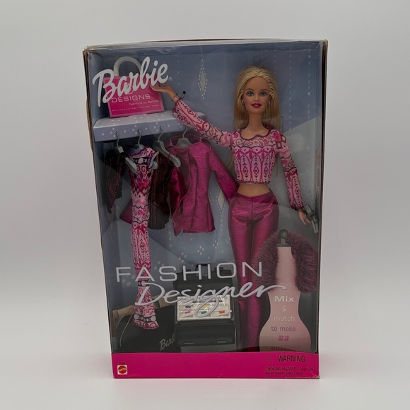 Barbie Other - Barbie Doll Lots of Clothes Fashion Designer metallic Pink Ensemble shiny pants